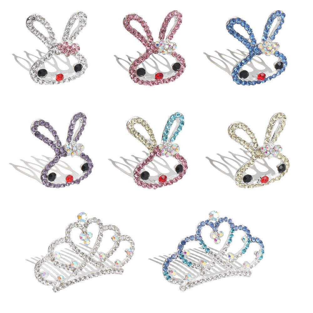 Lovely Birthday Present Crystal Party Crown Comb Rabbit Children's Headwear Hairpin