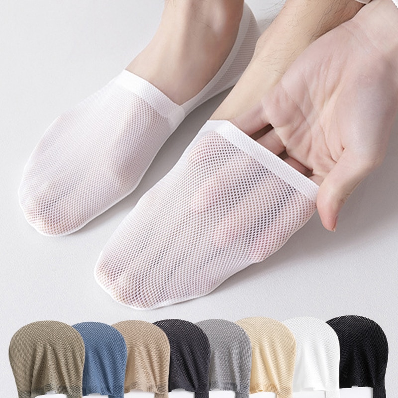 3Pair / Lot Men Boat Socks Fashion Summer Thin Invisible Sock Breathable Soft Casual Sox High Quality Elastic Mesh Sokken Meias