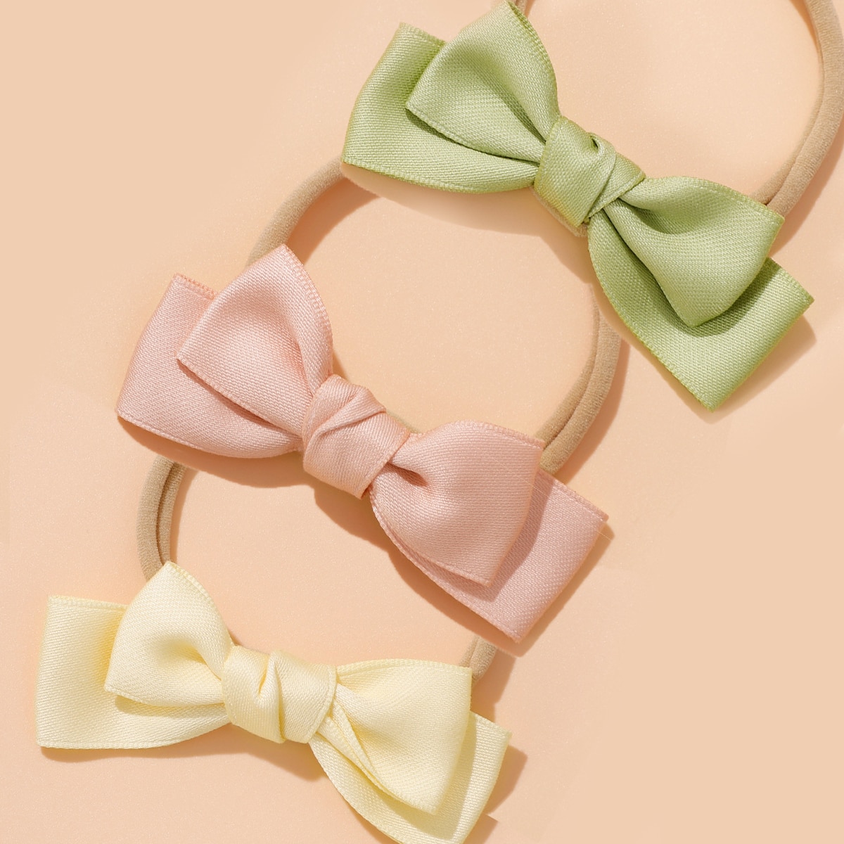 Satin Ribbon Bow with Nylon Turban Headband for Girls Hair Accessories New Summer Hairbow Newborn Headwrap Photo Prop Hairband