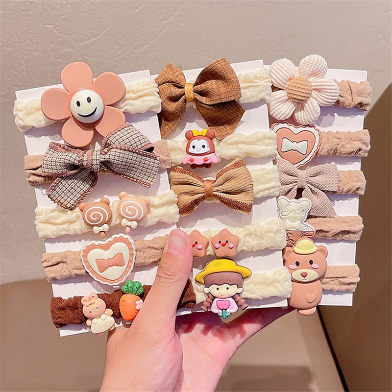 5Pcs/Set Baby Hair Band Girls Ties Bows Elastic Rubber Band Scrunchies Elastique Cheveux Fille Haar Kids Hair Kids Hairband