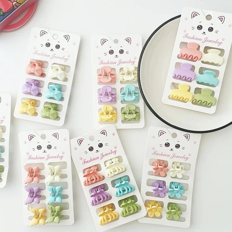 6pcs Korean Fashion Mini Hair Clip Claw Clamp Candy Color Sweet Hair Claw Headwear Girls Kids Hair Accessories
