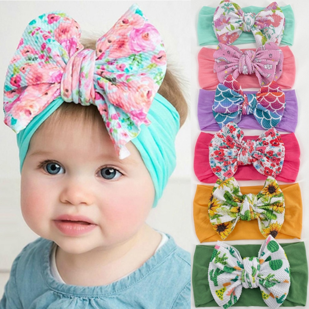 Big Bowknot Baby Headband Girls Hat Turban Solid Color Suede Head Wraps For Kids Fashion Newborn Photo Props Hair Accessories