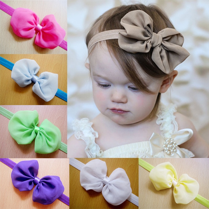 2023 NEW Velvet Tied Bows Nylon Headband For Girls Newborn Baby Elastic Soft Hair Band Kids New Hair Accessories baby turban