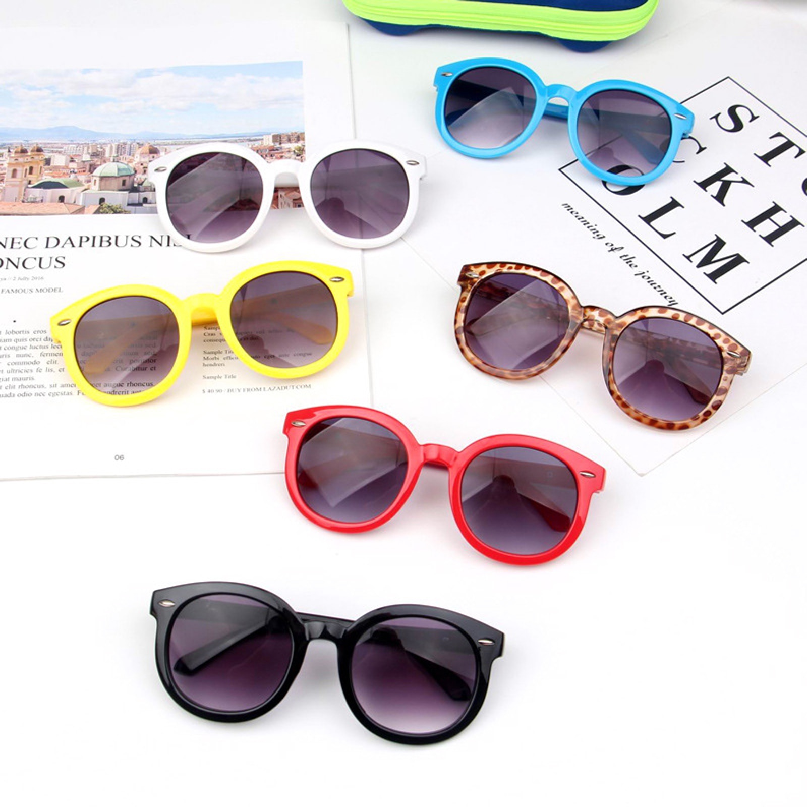 Toddler Kids Cute Sunglasses Solid Color / Leopard Eye Protect Funny UV Sunglasses Photography Party Props for Boys Girls