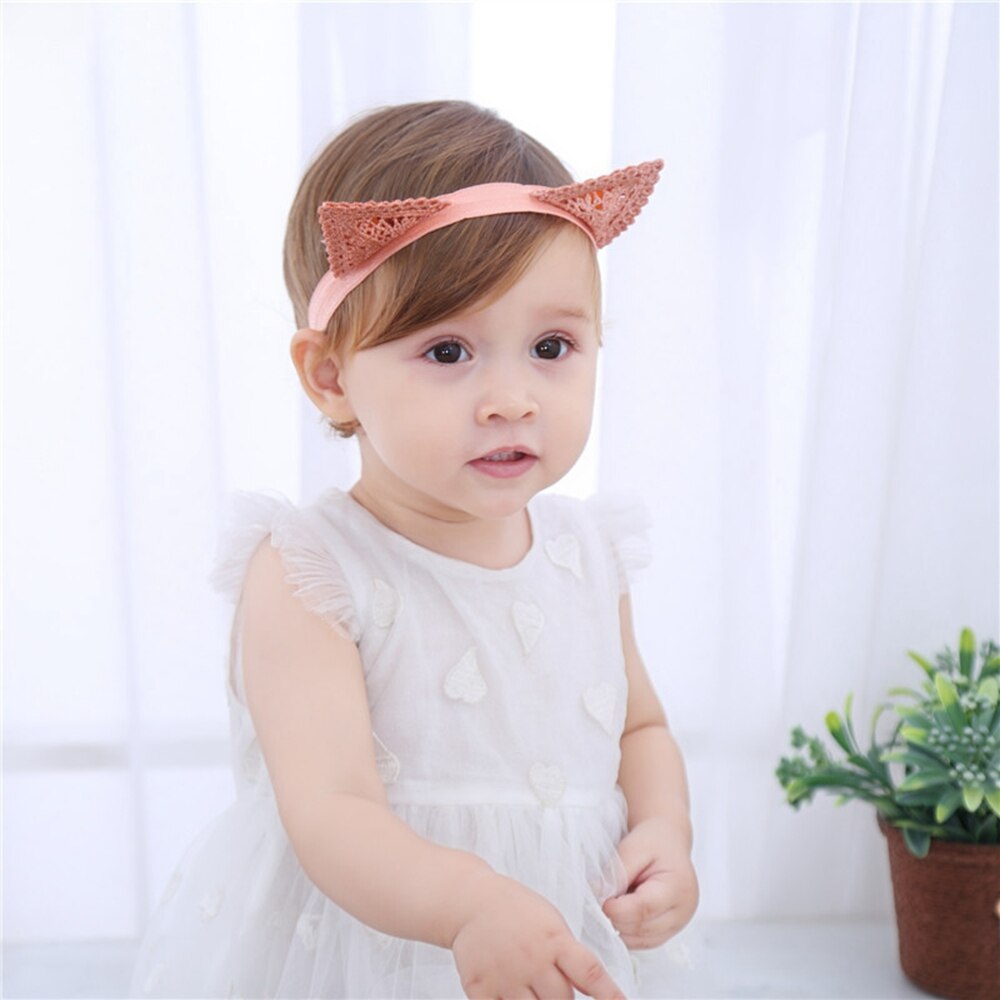Cute Baby Newborn Cat Ears Lace Elastic Headband Girls Children Kids Headwear Birthday Gifts Photo Props Hair Accessories