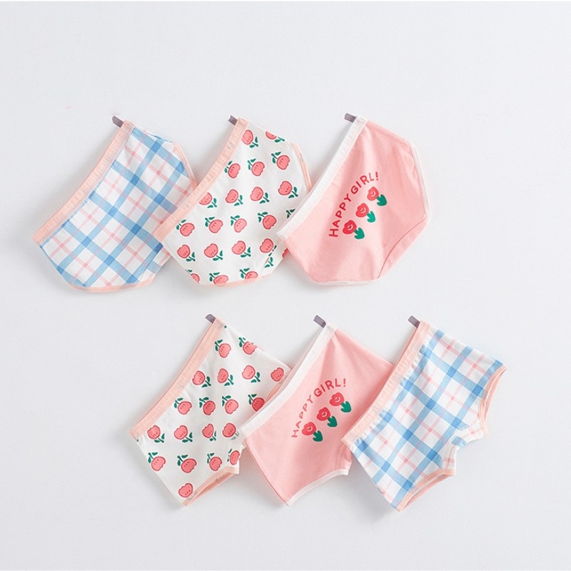 3PCS Girls' Cotton Panties Cute Kids Boxer Shorts Children's Underwear