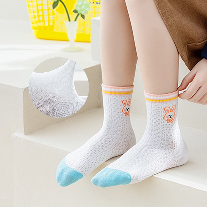 5Pairs/lot 0-9Y Kids Socks Summer Cotton Cartoon Animal Kids Socks Carrot Girls Mesh Cute Newborn Boy Toddler Children Socks