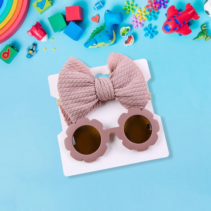 Kids Girls Sunglasses and Headband Lightweight Sun Protection Glasses for Toddler Outdoor Beach Holiday