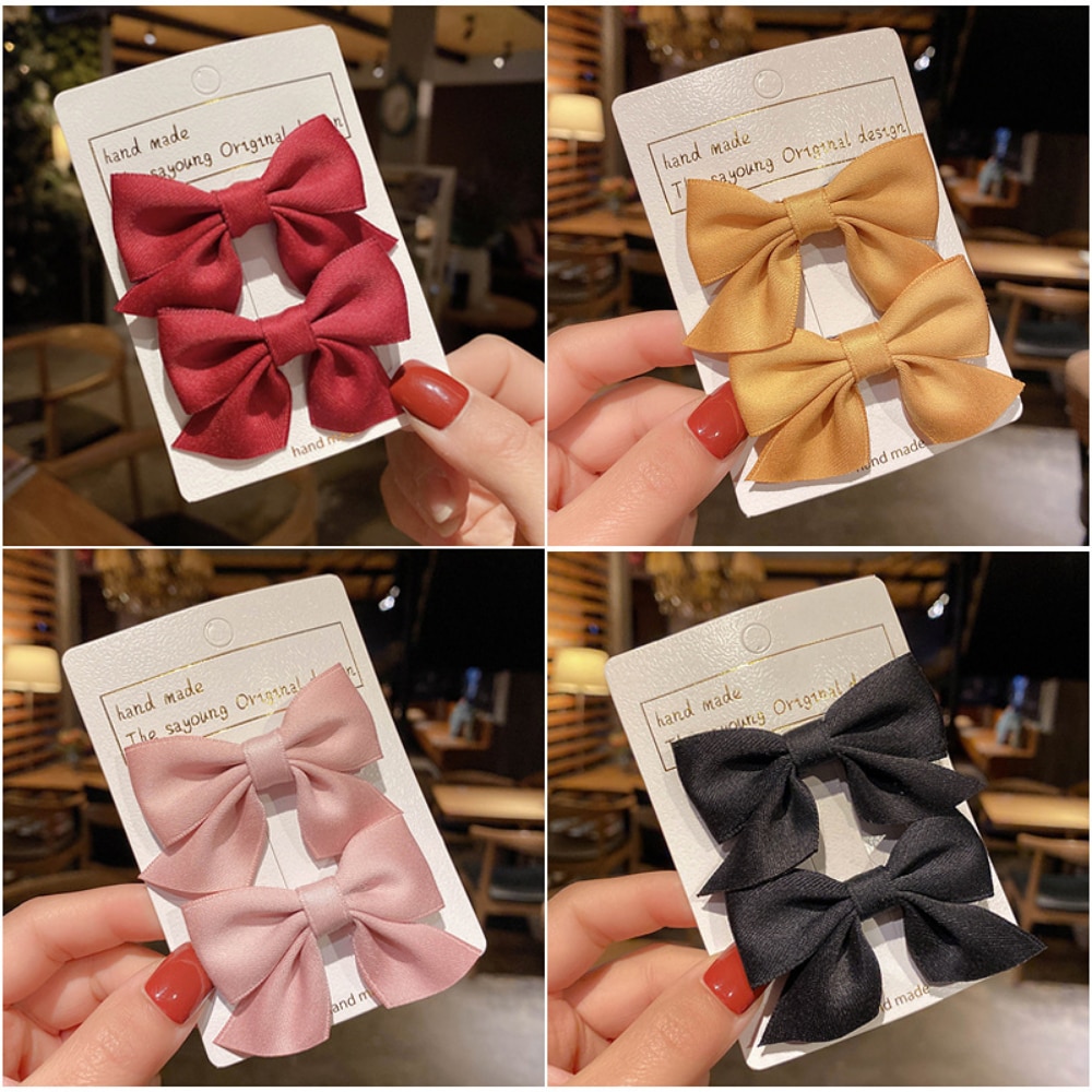 Cute Baby Bow Hairpin Children's Hairpin Colorful Pair Outfit Korean Version of Children's Hair on The New Knot Hair A