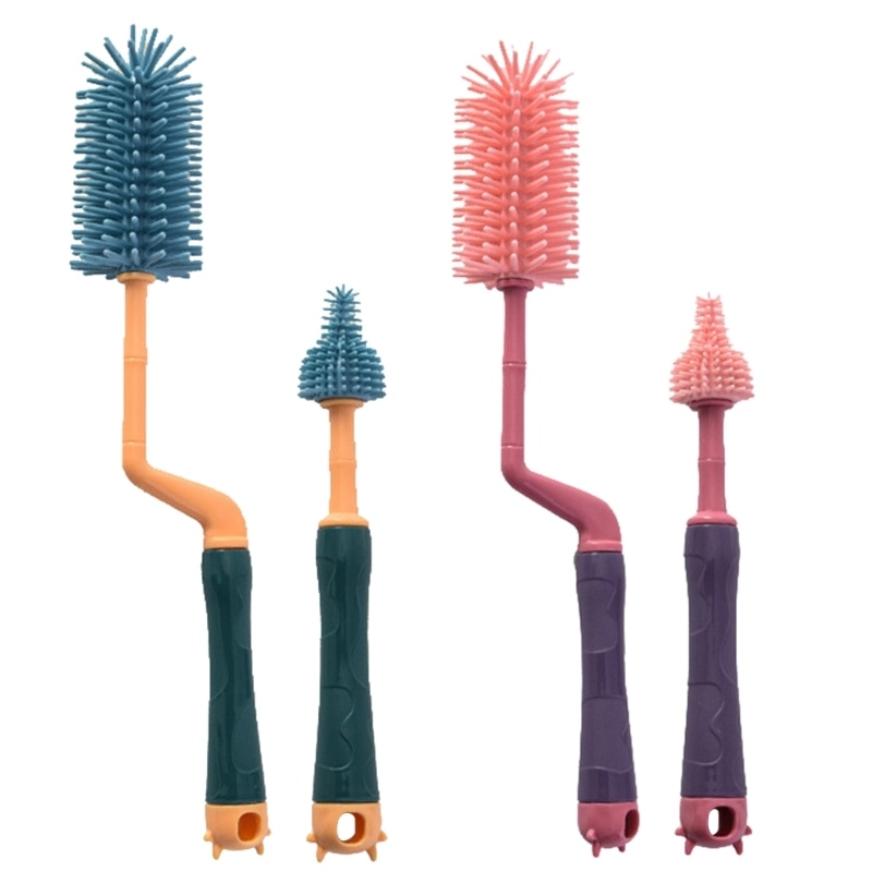 Y55B Feeding Bottle Brush for Teats Nipple Breast Bump Part Cleaner Silicone Brushes