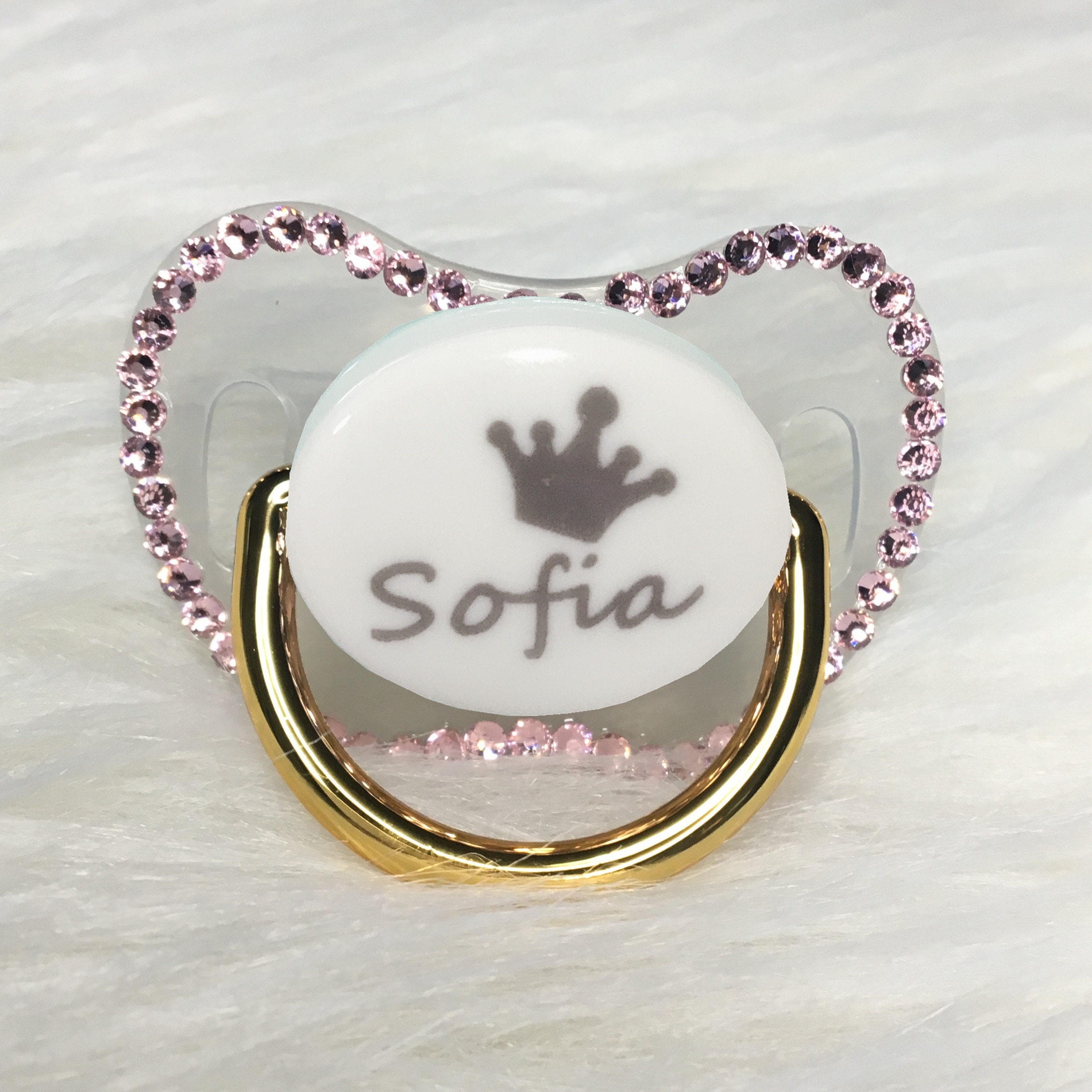 MIYOCAR custom any name can make gold bling Rhinestone pacifier pink dummy BPA free dummy bling pink baby shower PP-P