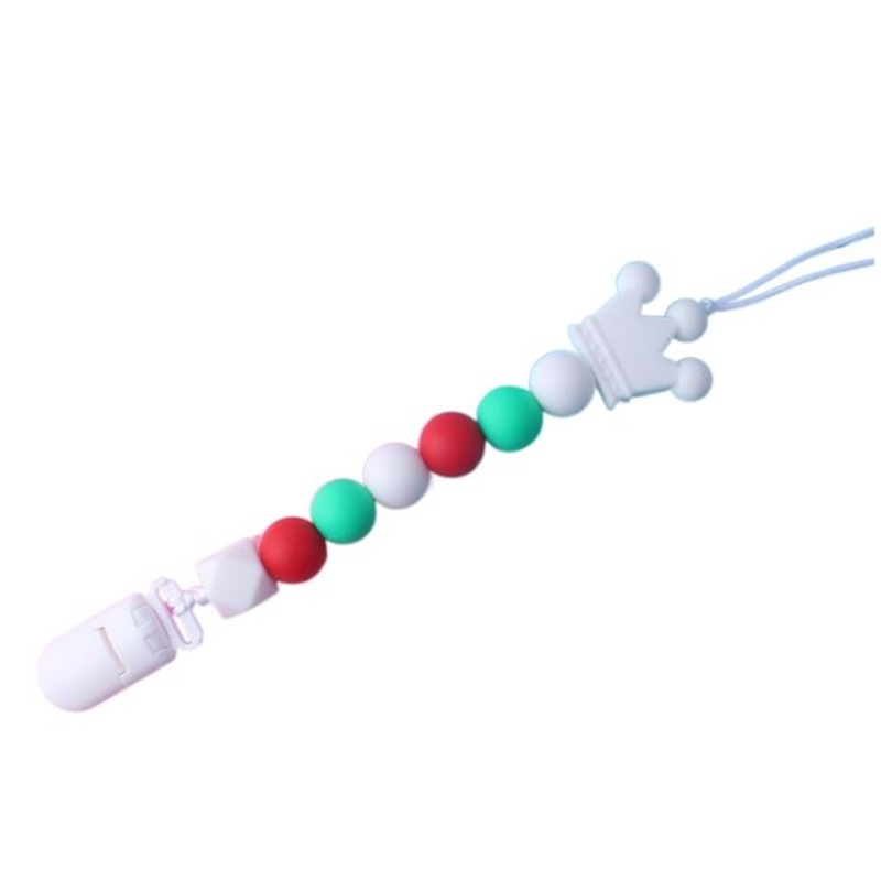 Crown Silicone Teething Beads Baby Pacifier Clips Dummy Holder Chain