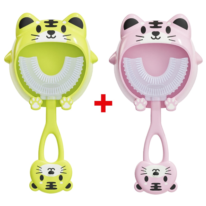 Cute Baby Toothbrush Children 360 Degree U Shaped Teeth Brush Oral Care Cleaning Brush Silicone Toothbrush for 2-12Years Kids