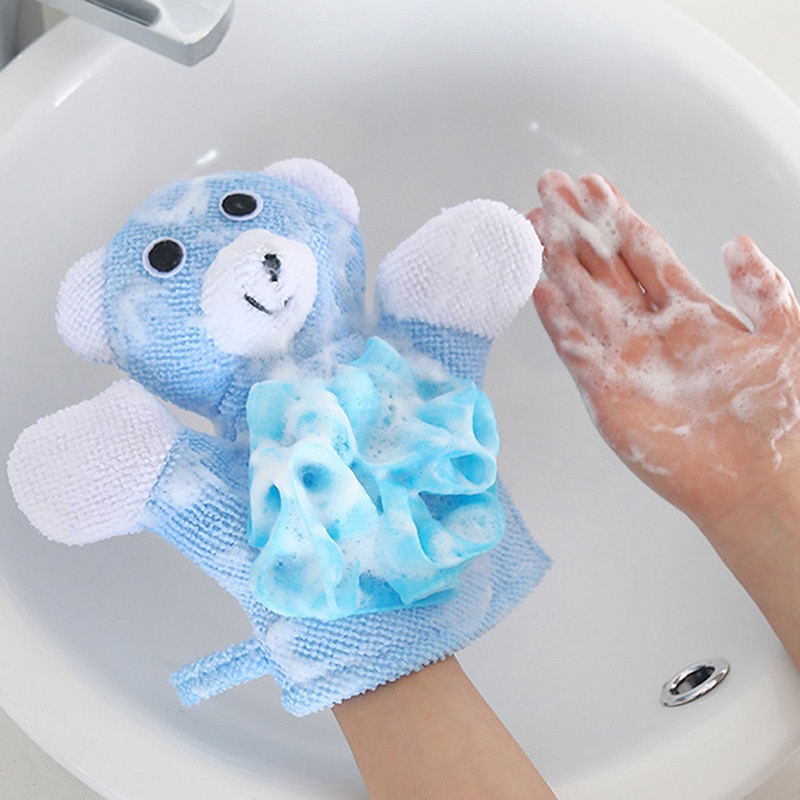 Baby Bath Shower Brush Super Soft Cute Animal Modeling Sponge Powder Rubbing Towel Ball For Baby Children 3 Color