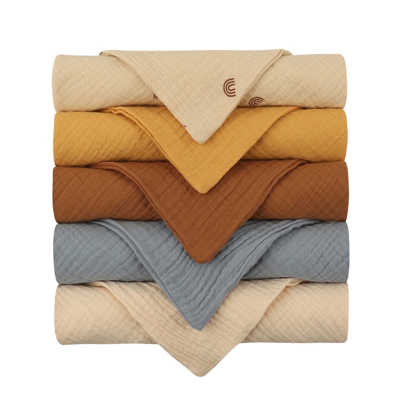 5pcs Toddler Feeding Bib Towel Soft Cotton Saliva Towel Feeding Burp Cloth Bandana Scarf with Square Shape for Boys Girl 40JC