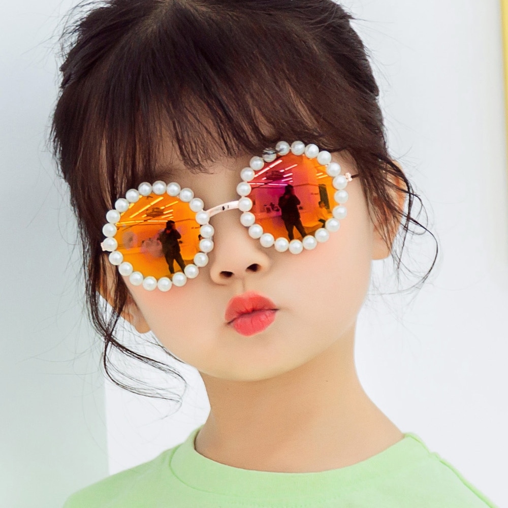 New Kids UV400 Sunglasses Baby Girls White Pearl Summer Children Boys Outdoor Sun Protection Eyewear Photography Props