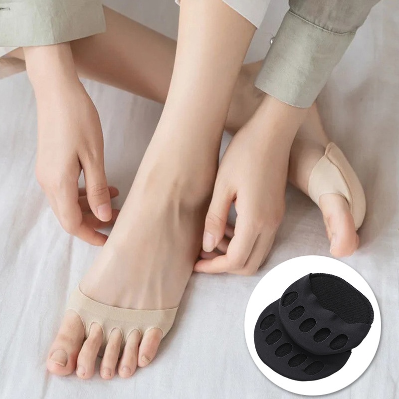 Forefoot Pads Man Women High Heels Sandal Foot Pads Breathable Invisible Front Footpad Half Palm Anti-slip Five-finger Sock New