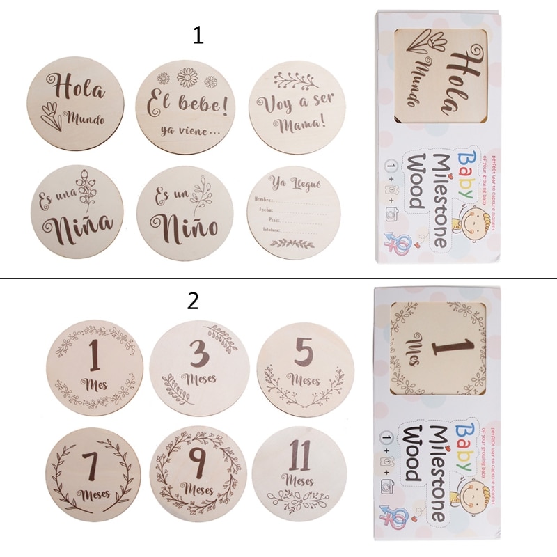 6 Pcs/Set Handmade Baby Milestone Cards Newborn Monthly Recording Card Photocard