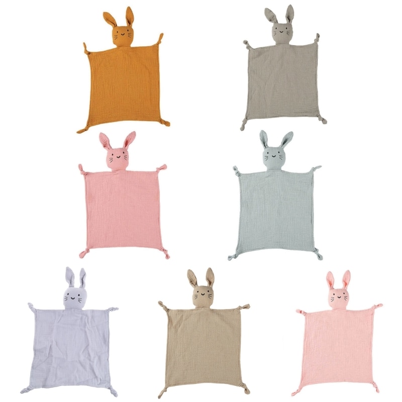 Baby Security Blanket Soothe Appease Towel Soft Cotton Muslin Bib Animal Rabbit for Doll Teething Comforter Blanket Infants Toy