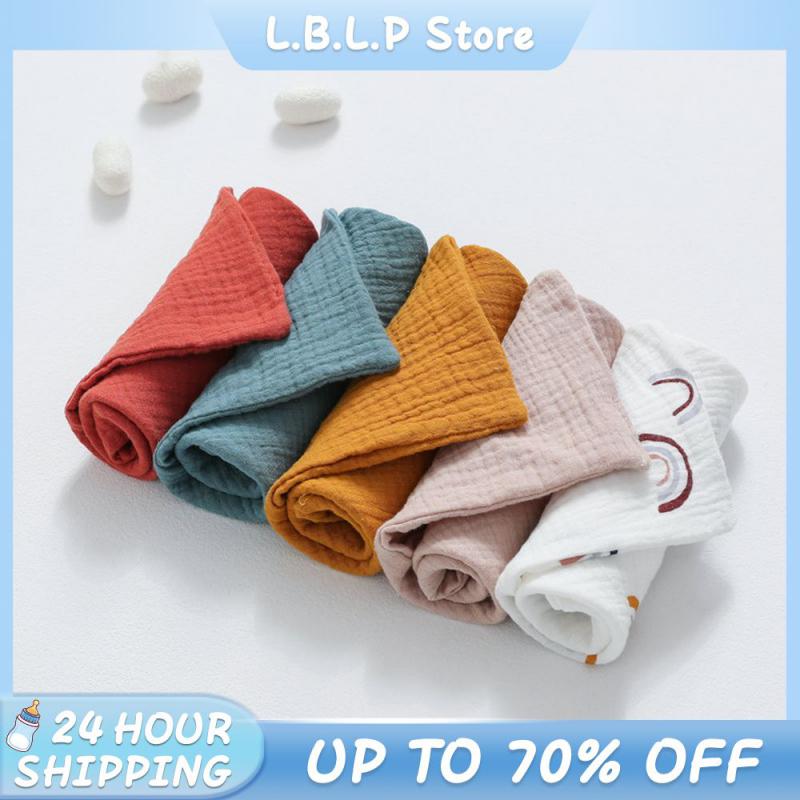 5-piece Set Skin-friendly Baby Saliva Towel Anti Dirty Baby Crepe Towel Cotton Printing Baby Bib Baby Items Kids Handkerchief