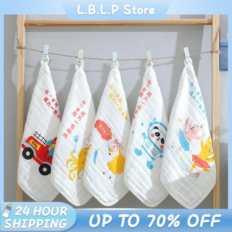 5-piece Set Childrens Handkerchief Six-layer Cotton Gauze Baby Face Towel Anti-dirty Baby Saliva Towel Cartoon Print Baby Stuff