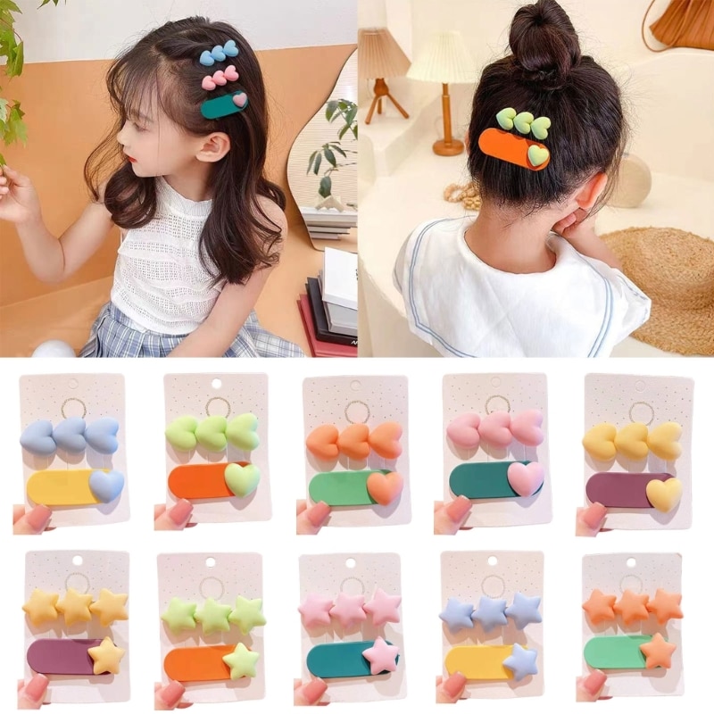 2pcs Heart Hair Clip Children Bow Cute Girls Barrettes Headwear Baby Girls Hairp