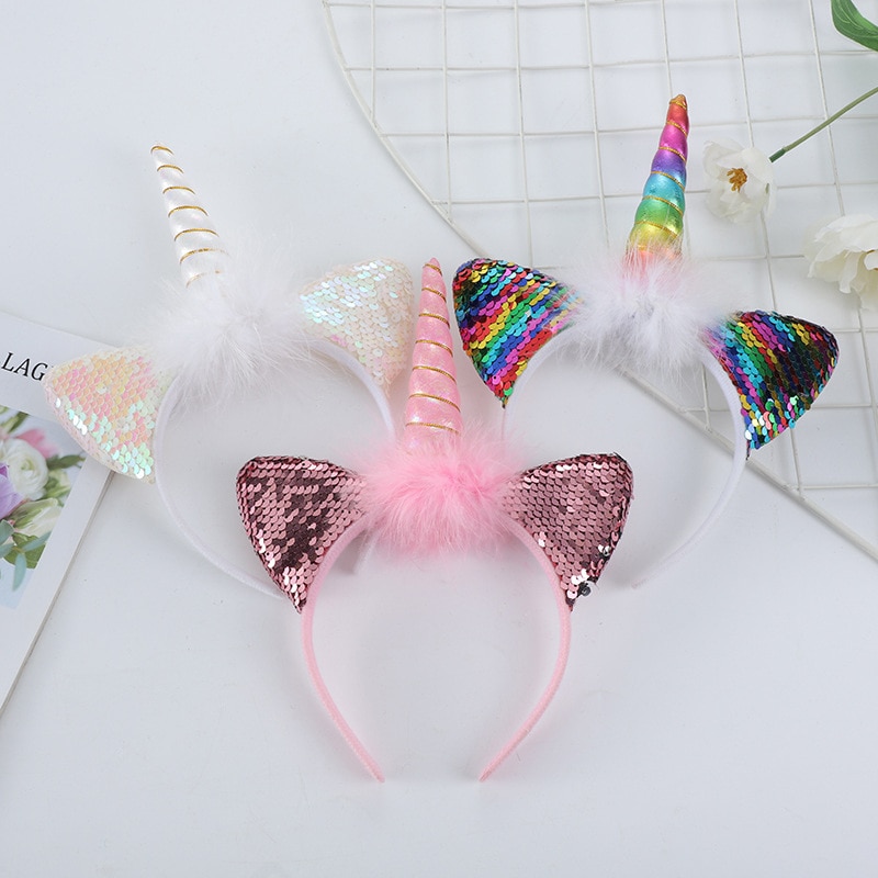 Unicorn LED Glowing Headband Children's Hair Band Birthday Party Decorations Girls Hairbands With Lights Princess Headgear