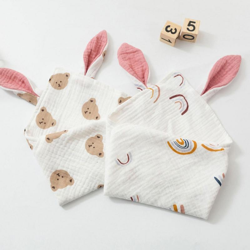 Bunny Security Blanket Breathable Muslin Soothing Towel Cotton Snuggler Lovey Security Blanket For Babies Newborn Toddlers