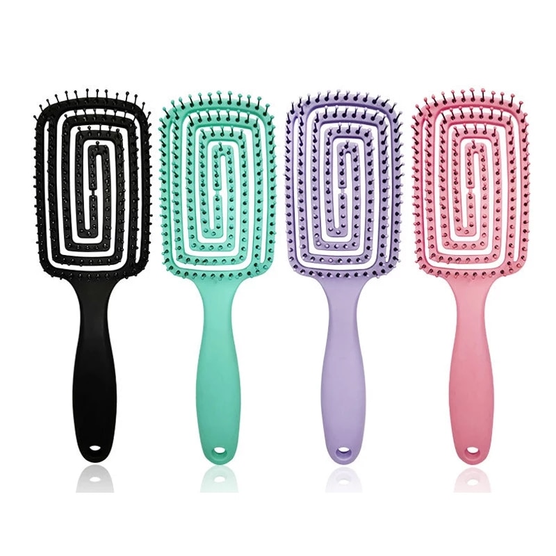 Portable Hair Brush Scalp Massage Comb Salon Women Rubber Anti-skid Handle Dry Wet Hairdressing Style Tool Hairbrush Health Care