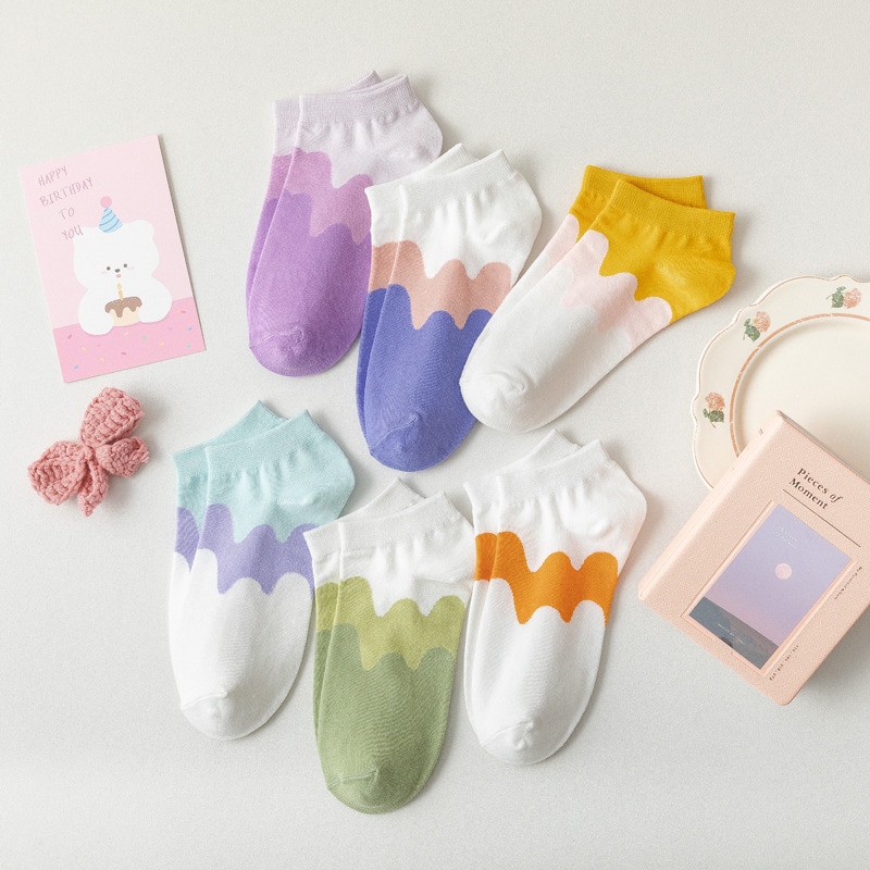 Kawaii socks women's socks gradient Lolita boat socks cute Japanese Harajuku fashion small fresh short tube spring and summ