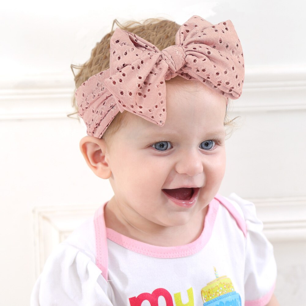 New Children's Headwear Baby Hollow Large Butterfly Tie Hairband Baby Solid Summer Headband Baby Turban