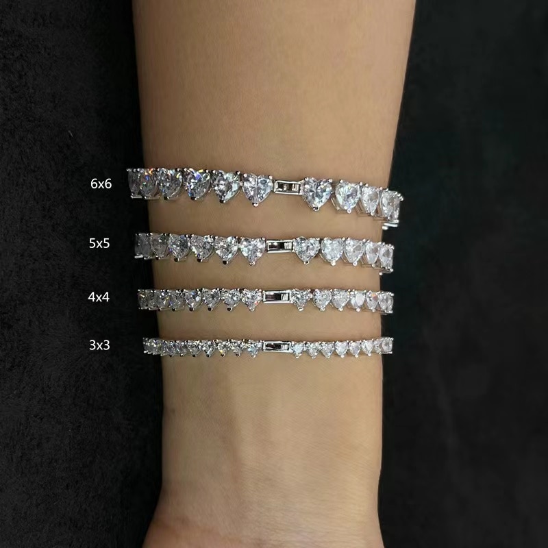 SLXX01 custom 925 sterilng silver heart small stones Tenni bracelet
