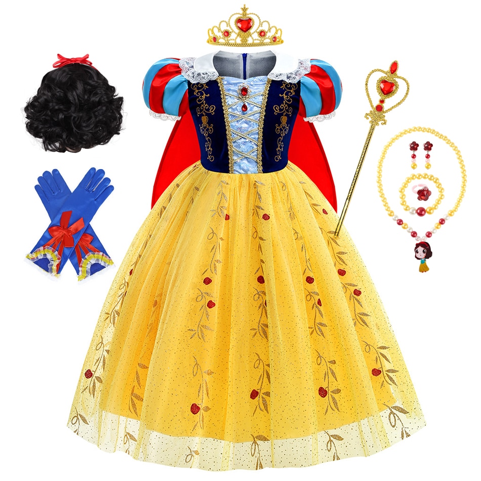 Girls Snow White Dress Children Party Birthday Dress 2-10Y