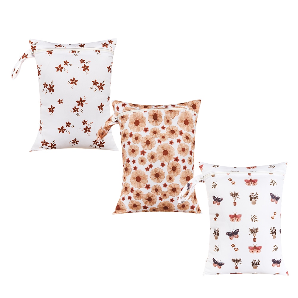 HappyFlute 26*36CM Carried or Hung 3pcs /set Pocket Wet/Dry Bag Waterproof Cloth Diaper With Mummy Bag