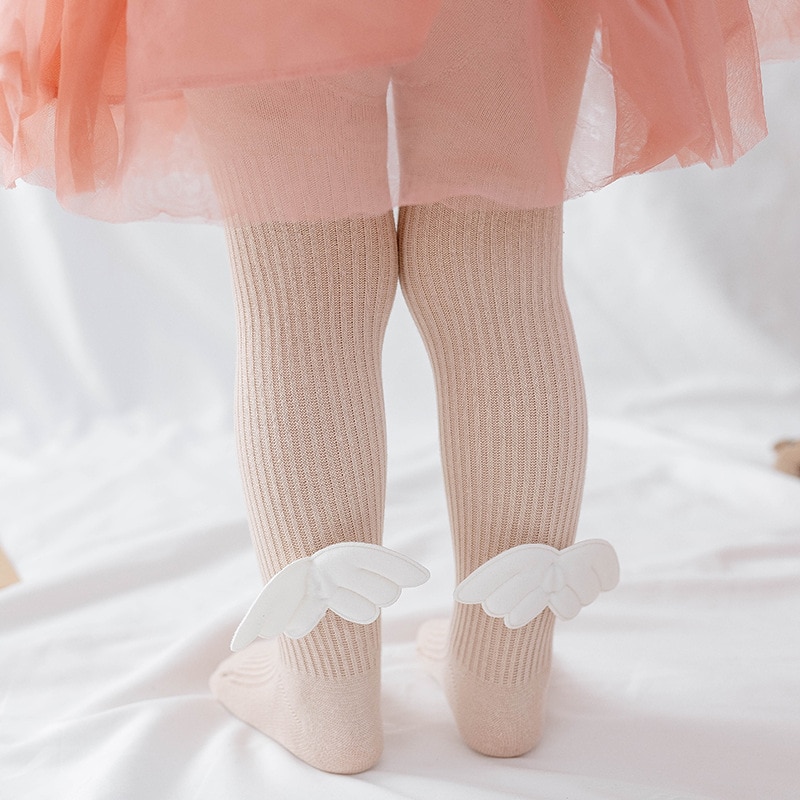 Cute Kawaii White Angel Wings Tights Leggings Socks Spring Autumn Solid Color Cotton Stockings Pantyhose for Baby Girls Clothes
