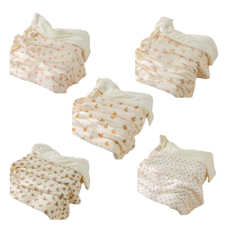 2023 New Infant Swaddling Blanket Newborn Shower Blanket Cotton Quilt Double-Side Crepe Velvet Baby Wrap Outdoor Stroller Towel