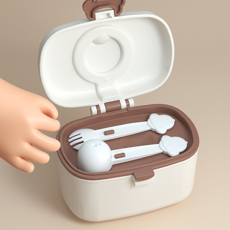 Baby Formula Dispenser Container Portable Milk Powder Storage Box with Carry Handle & Spoon for Outdoor Travel Activity