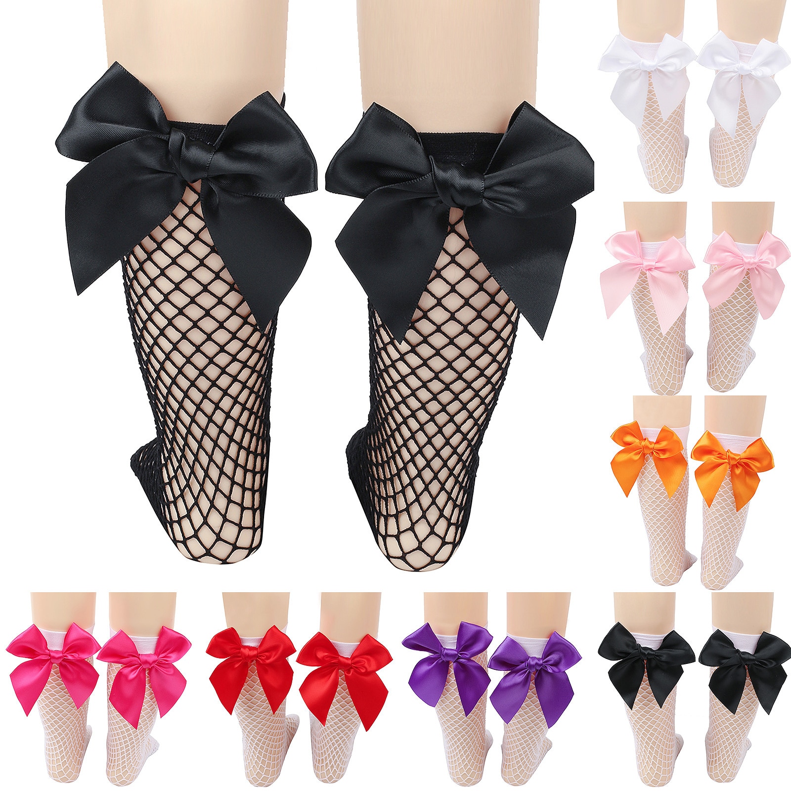 Fashion Baby Girl Mesh Socks With Big Bow Summer Cotton Breathable Black White Cute Toddler Kids Socks 0-3Y
