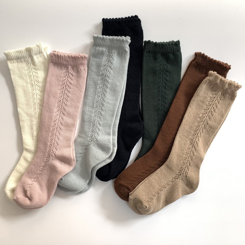 Baby Socks Knee High Long Infant Cotton Linen Sock Hollow Girls Boy Spring Summer Leg Warmer Children Princess Kids Socken