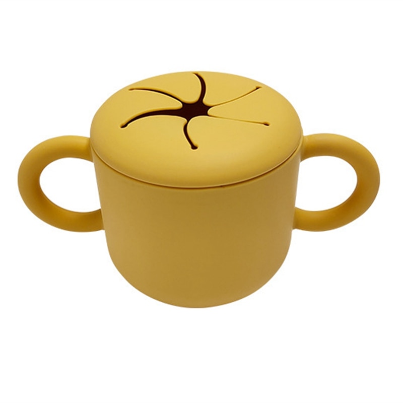 Free Kids Silicone Cup Silicone Snack Cup Food Storage Box Solid Color Baby Cup Portable Children Snacks Container With Lid