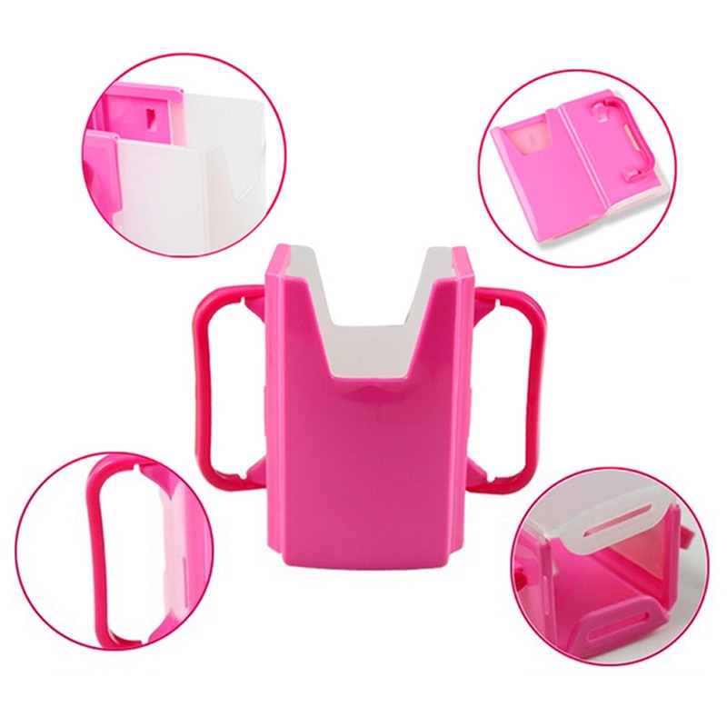 New 1pc Adjustable Plastic Safy Baby Toddler Kid Juice Milk Box Drinking Bottle Cup Holder Mug 2 Colors Drop Shipping