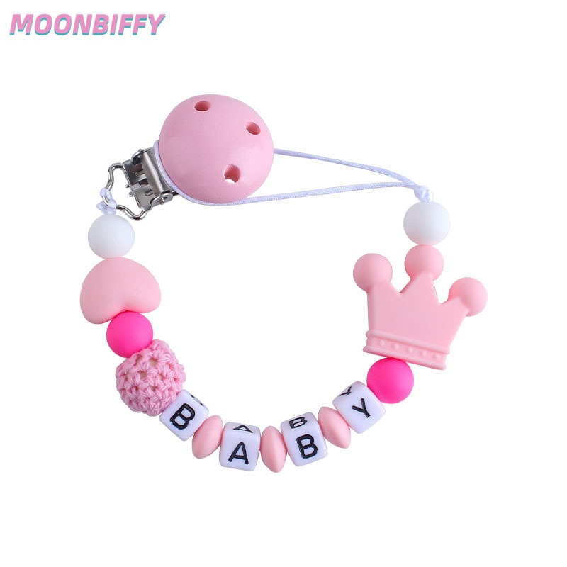 Kids Pacifier Clips Holder Chain Silicone Pacifier Chains Heart Shape Baby Teether Teething Chain Pacifier Holders Dummy Clips