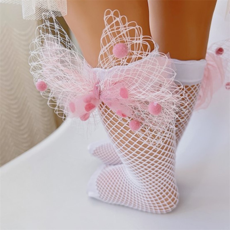 New Fashion Baby Girls Calf Socks Elastic Mesh Bowknot Soft Lightweight Socks For Daily Party One Size Skin-Friendly Hot Sale