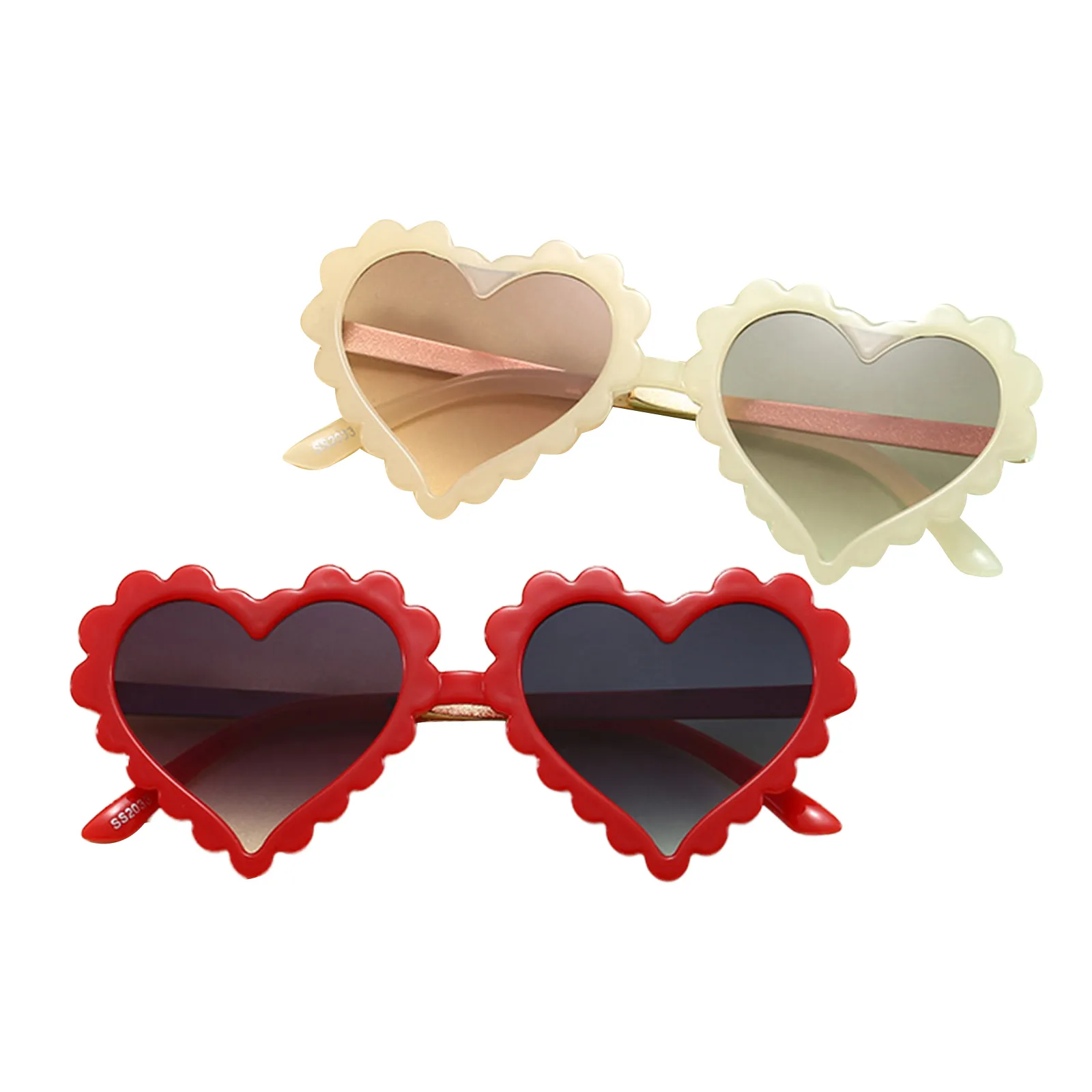 Kids Girl Lightweight Sunglasses Heart Shaped Frame Sun Protection Glasses for Toddler Outdoor Beach Holiday