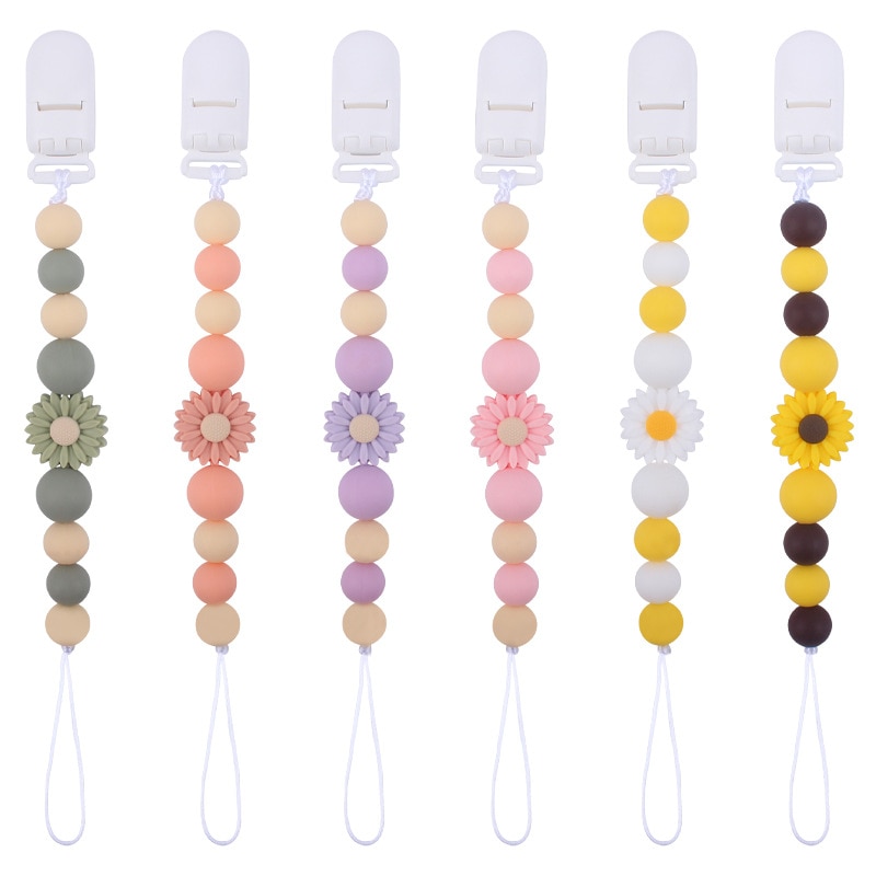 Flower Baby Pacifier Chain Clip Silicone Anti-drop Chains New Infant Newborn Dummy Clip Holder Baby Shower Gifts