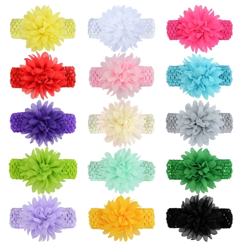Cute Baby Girls Headbands Hair Bows Head Wraps Chiffon Flowers Bows Soft Stretchy Turban Headbands for Newborns Gift N1HB