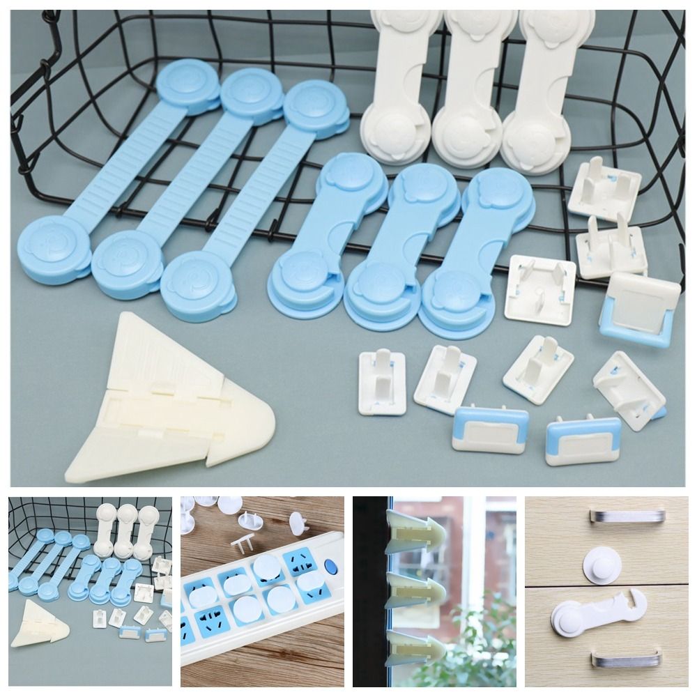 Refrigerator Buckle Anti Pinching Household Security Latch Socket Cover Baby Safety Lock Set Sliding Door Guard