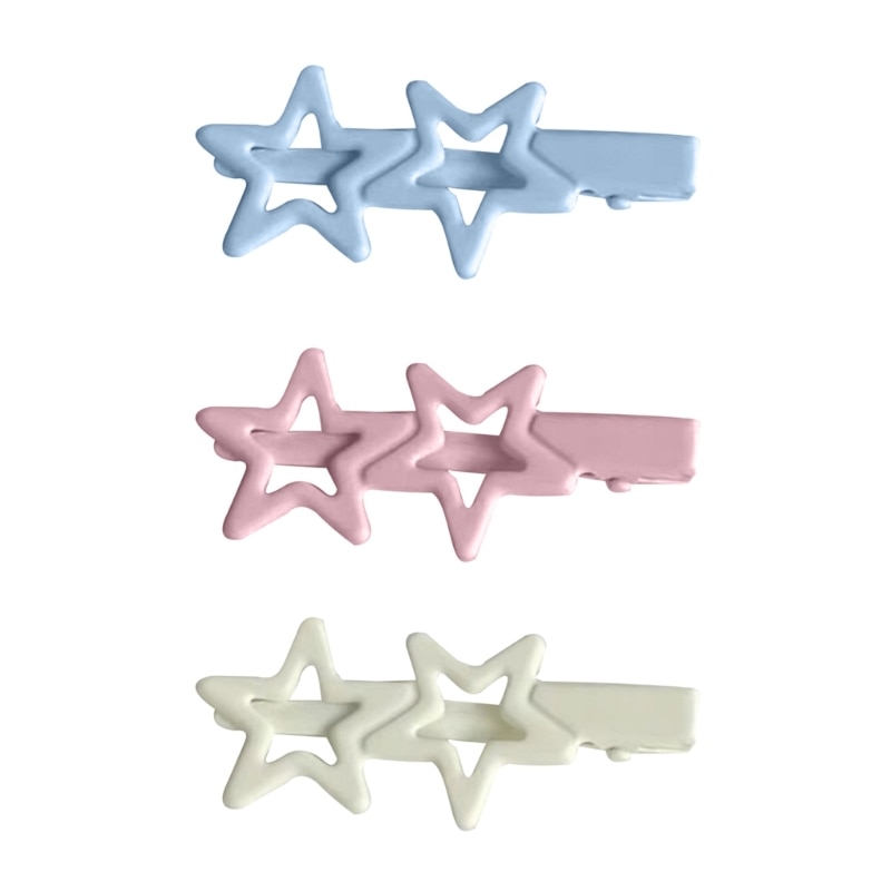 10PCS Girls Star Hair Clips Matte Hairpins Hairstyle Accessories Roast Painting Cool Girl Hair Barrettes Teens Side Clip