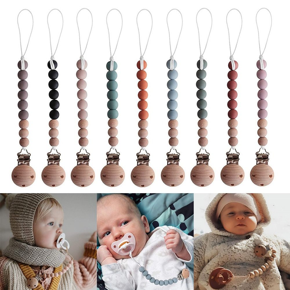 Anti-drop with Buckle Shower Toys Silicone Beads Pacifier Clips Pacifier Chain Nipple Holder Soother Chain Clip