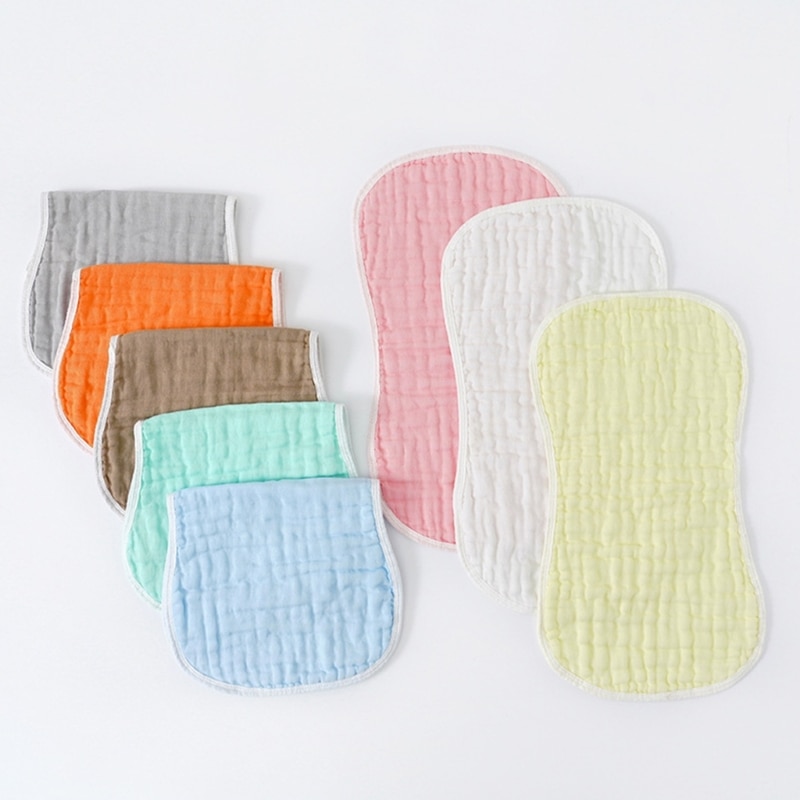 Solid Colour Organic Cotton Gauze Baby Burp Cloths 6 Layers Muslin Newborn Feeding Bibs Boys Girls Saliva Towel Handkerchief